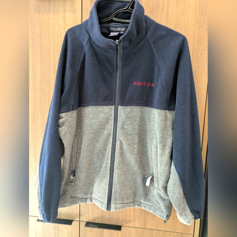 Vintage Nautica Blue and Gray Lightweight Shirt Jacket EUC Or Teen 16-18Y